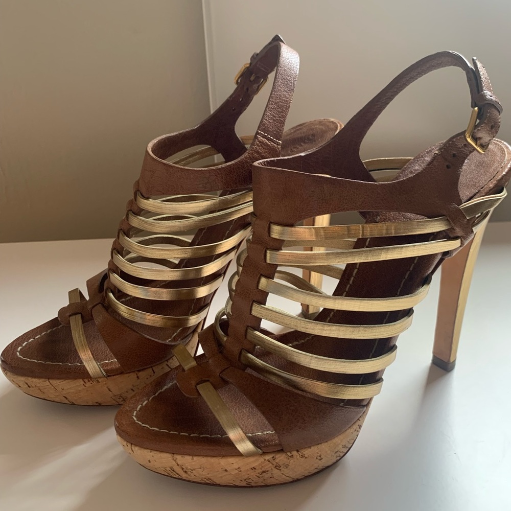 Miu Miu cork high heeled sandals